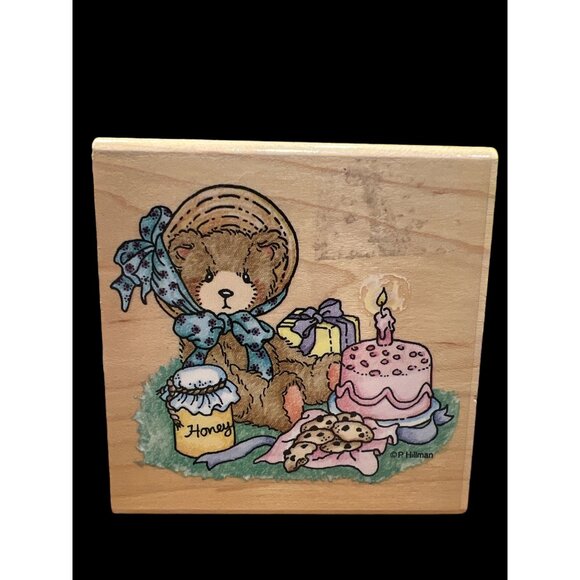 Stampendous Cherished Teddies Rubber Stamp Teddy Bear Birthday Cake, Celebration - Picture 1 of 5